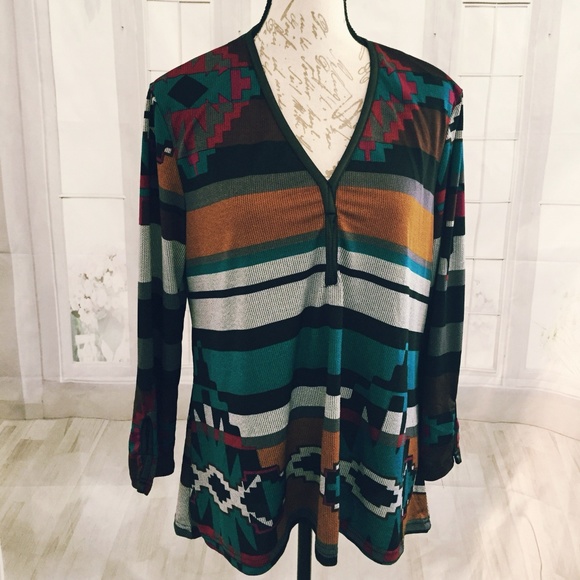 Mirror Image Tops - Mirror Image Southwest Tunic Women's Large